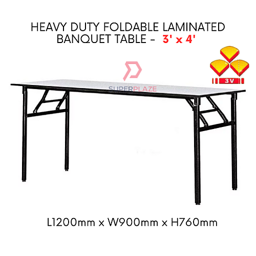 3V 3x4 Feet Heavy Duty Laminated Wood Top Banquet Table Folding ...